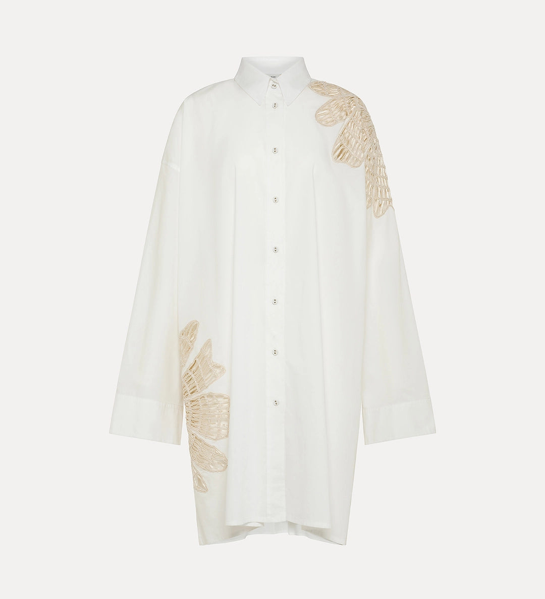 forte_forte botanical flower embroidery popline over shirt