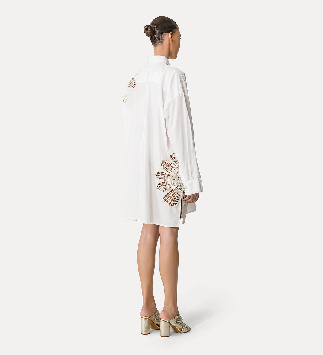 forte_forte botanical flower embroidery popline over shirt
