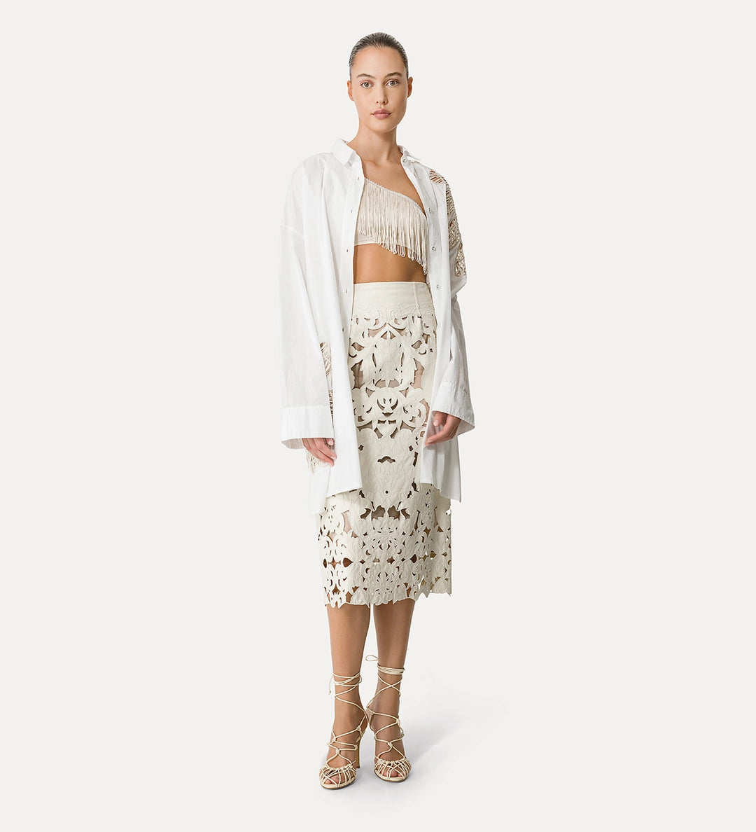 forte_forte botanical flower embroidery popline over shirt