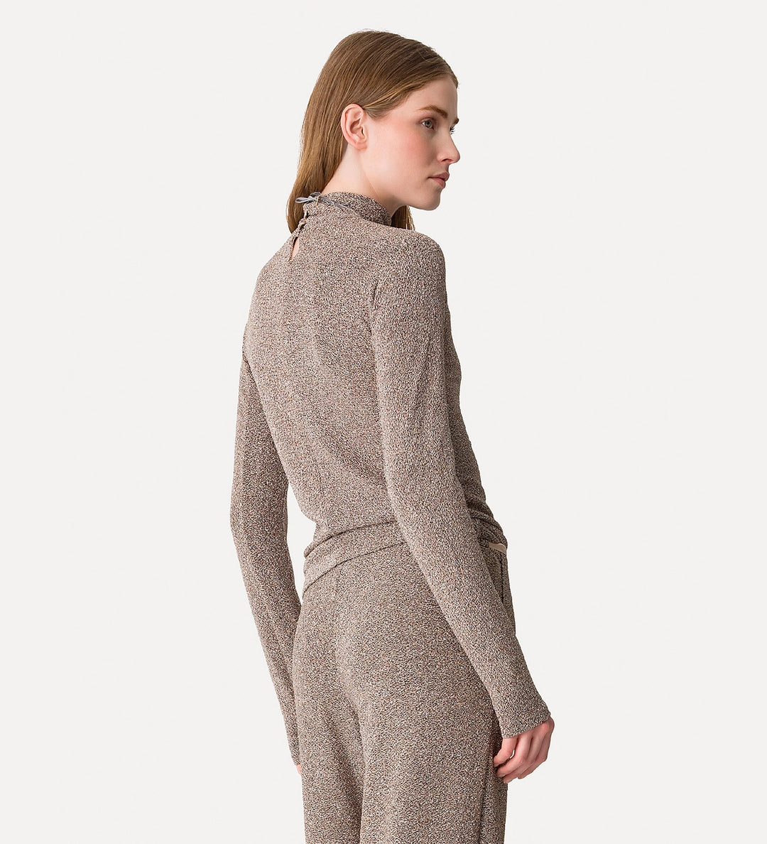 forte_forte vrille lurex jersey turtleneck t-shirt poudre