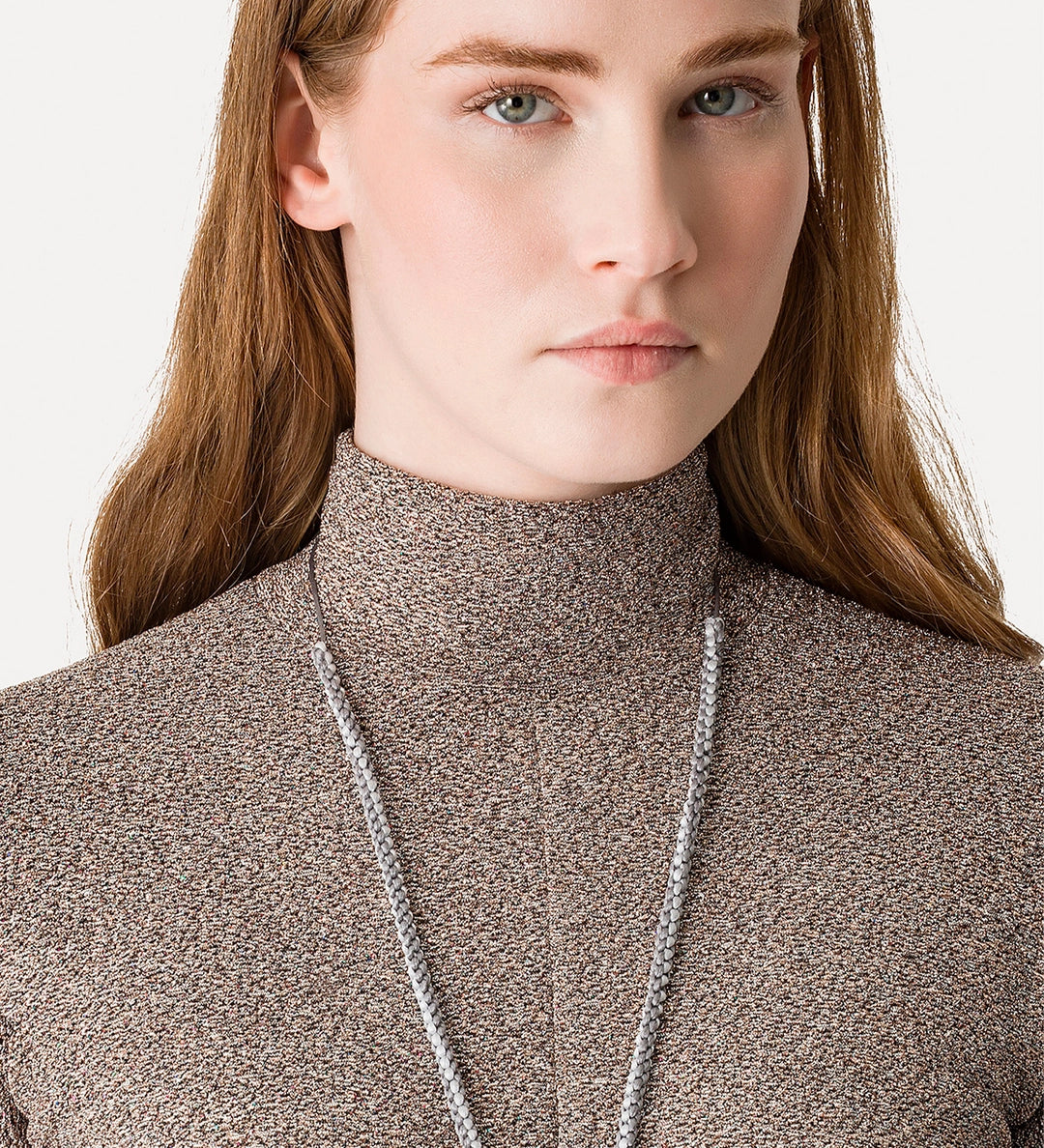 forte_forte vrille lurex jersey turtleneck t-shirt poudre