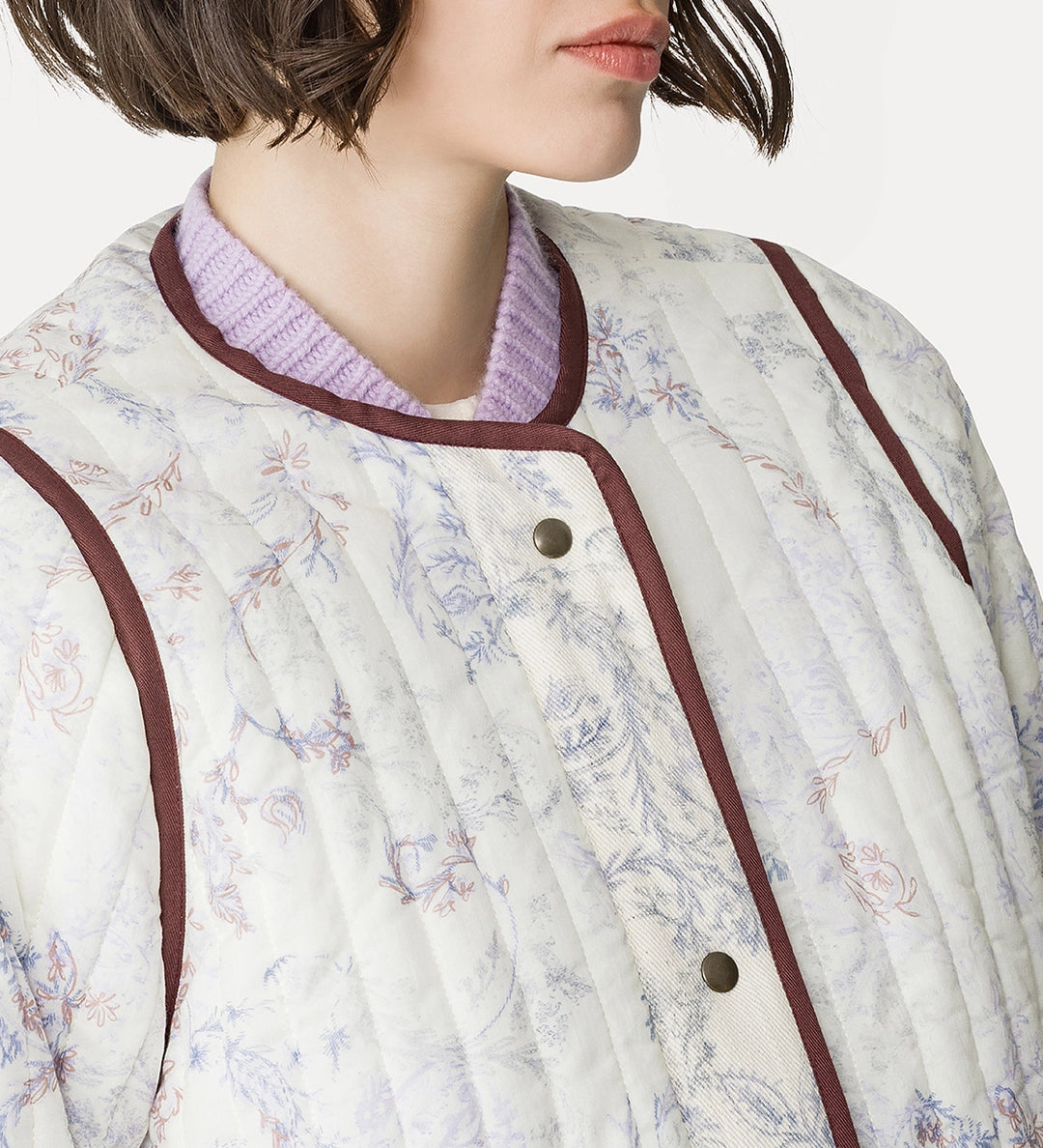 forte_forte quilted blouson “nontiscordardime” glicine