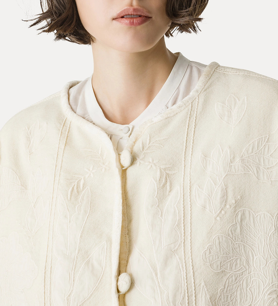 forte forte embroidered blouson avorio
