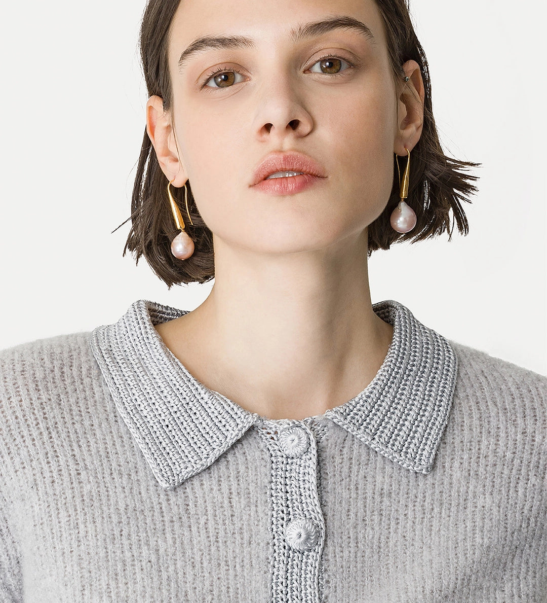 forte_forte cashmere polo shirt ciottolo