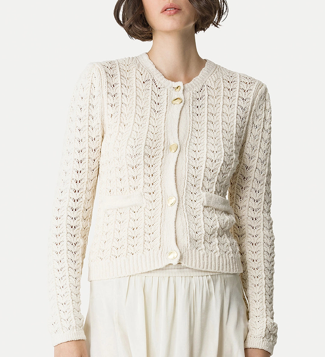 forte_forte elegant cotton cardigan yougurt