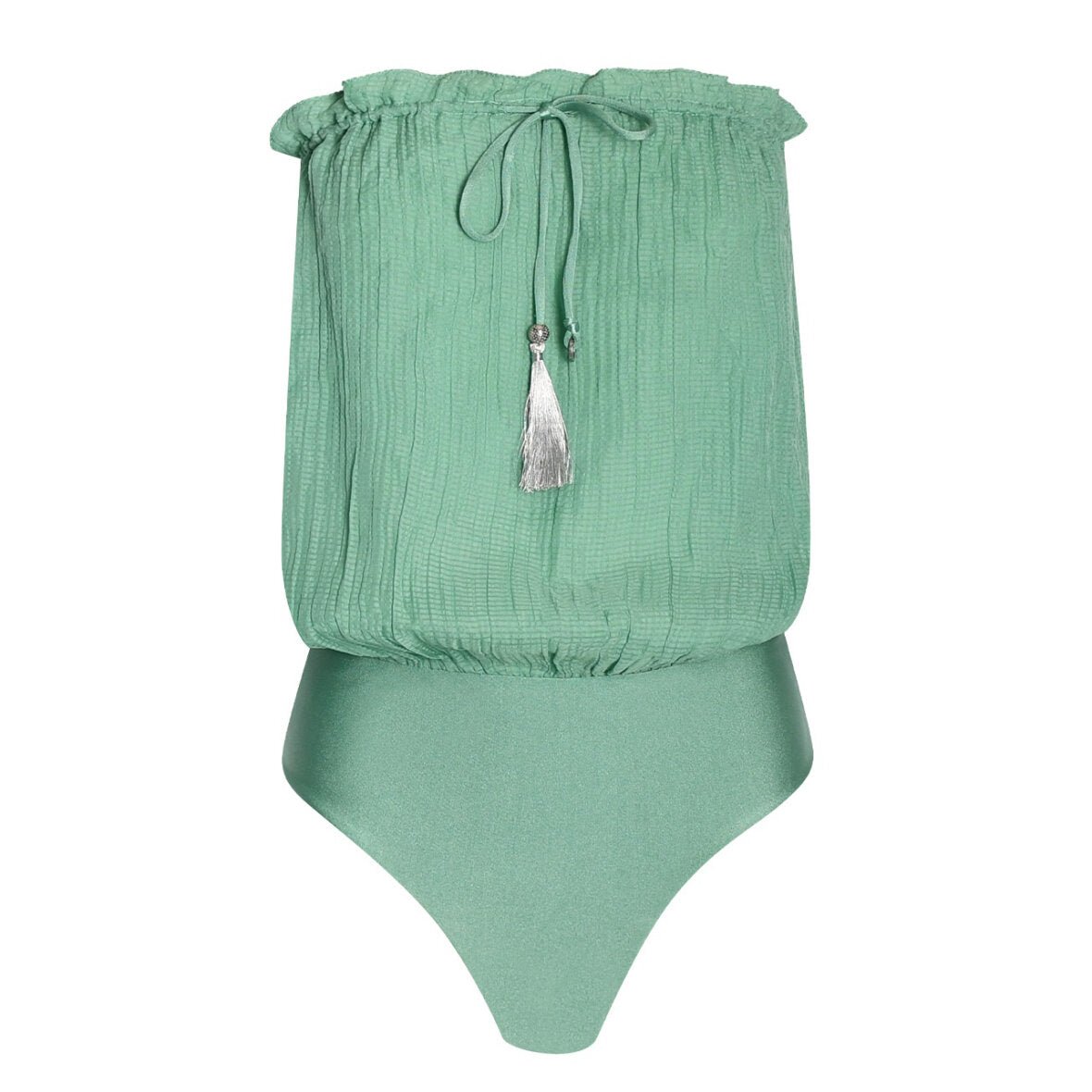 Hanne Bloch Bandeau Silk Swimsuit Ocean - Den Lille Ida - HANNE BLOCH