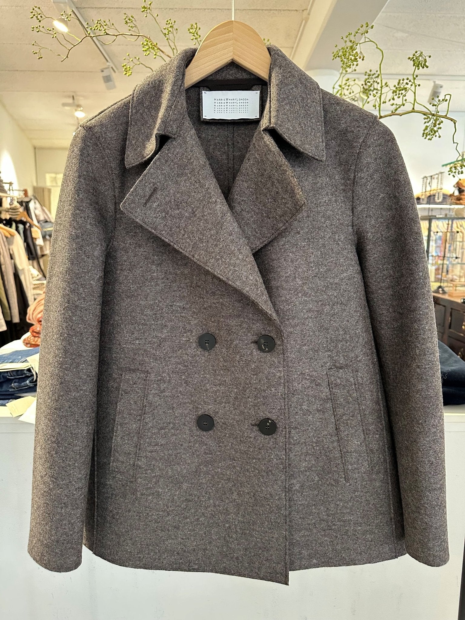 Harris Wharf Peacoat Pressed Wool Brown Grey - Den Lille Ida - Harris Wharf