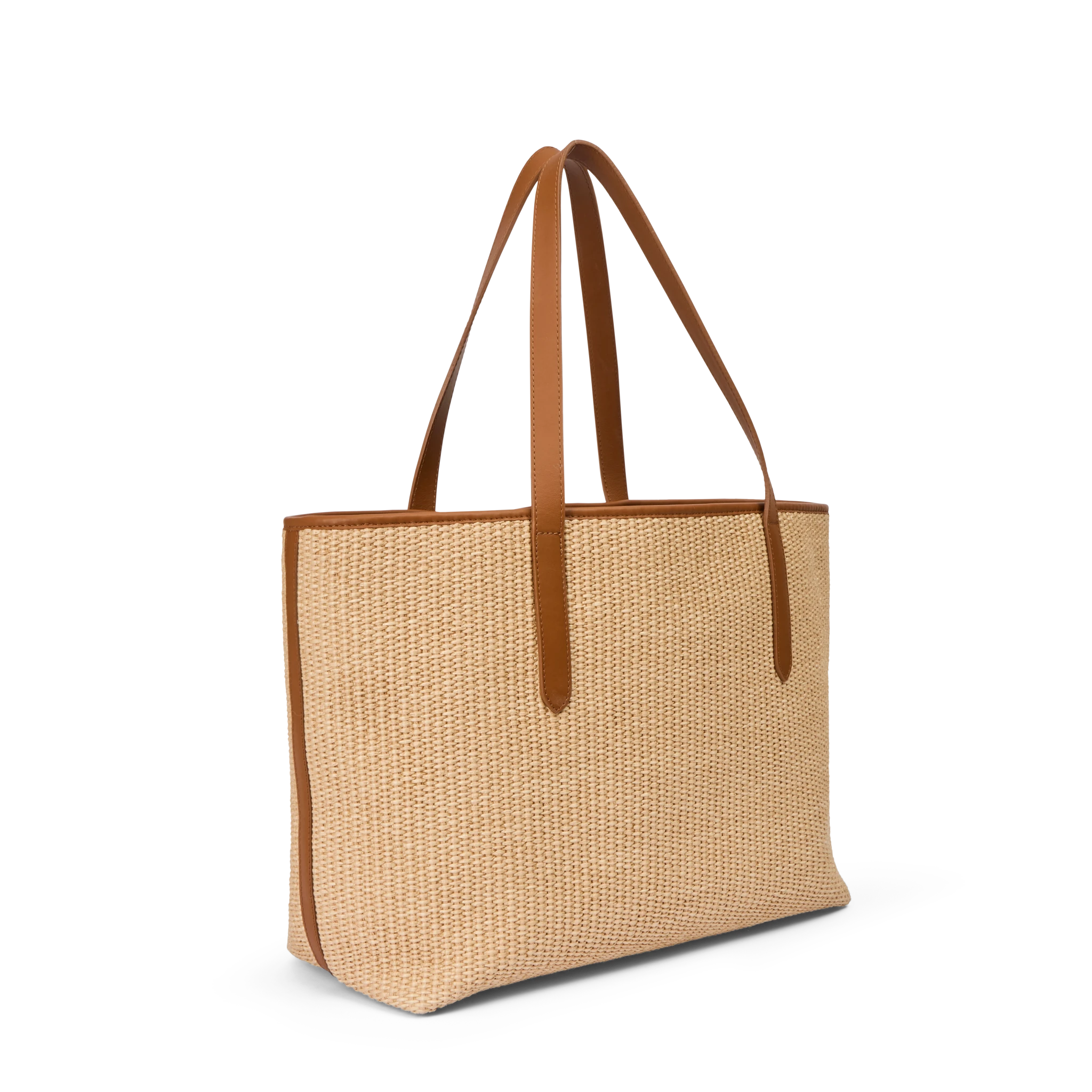 Infinito Karin tote natural raffia x cognac leather - Den Lille Ida - Infinito