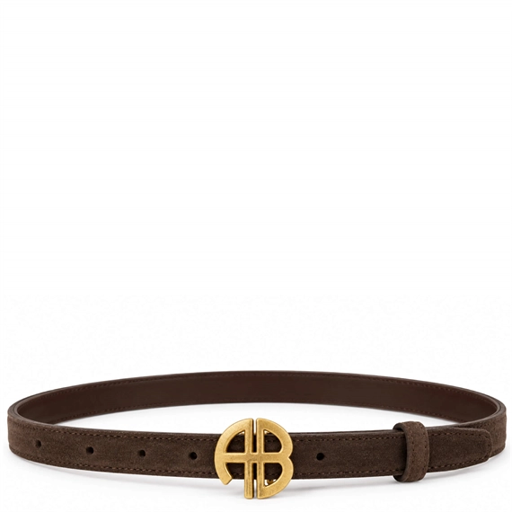 Anine Bing New Monogram Belt Suede Dark Brown