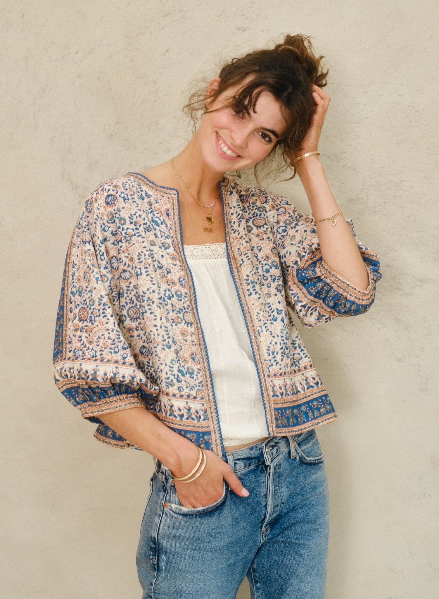 M.A.B.E. Cass Print Jacket Navy - Den Lille Ida - M.A.B.E
