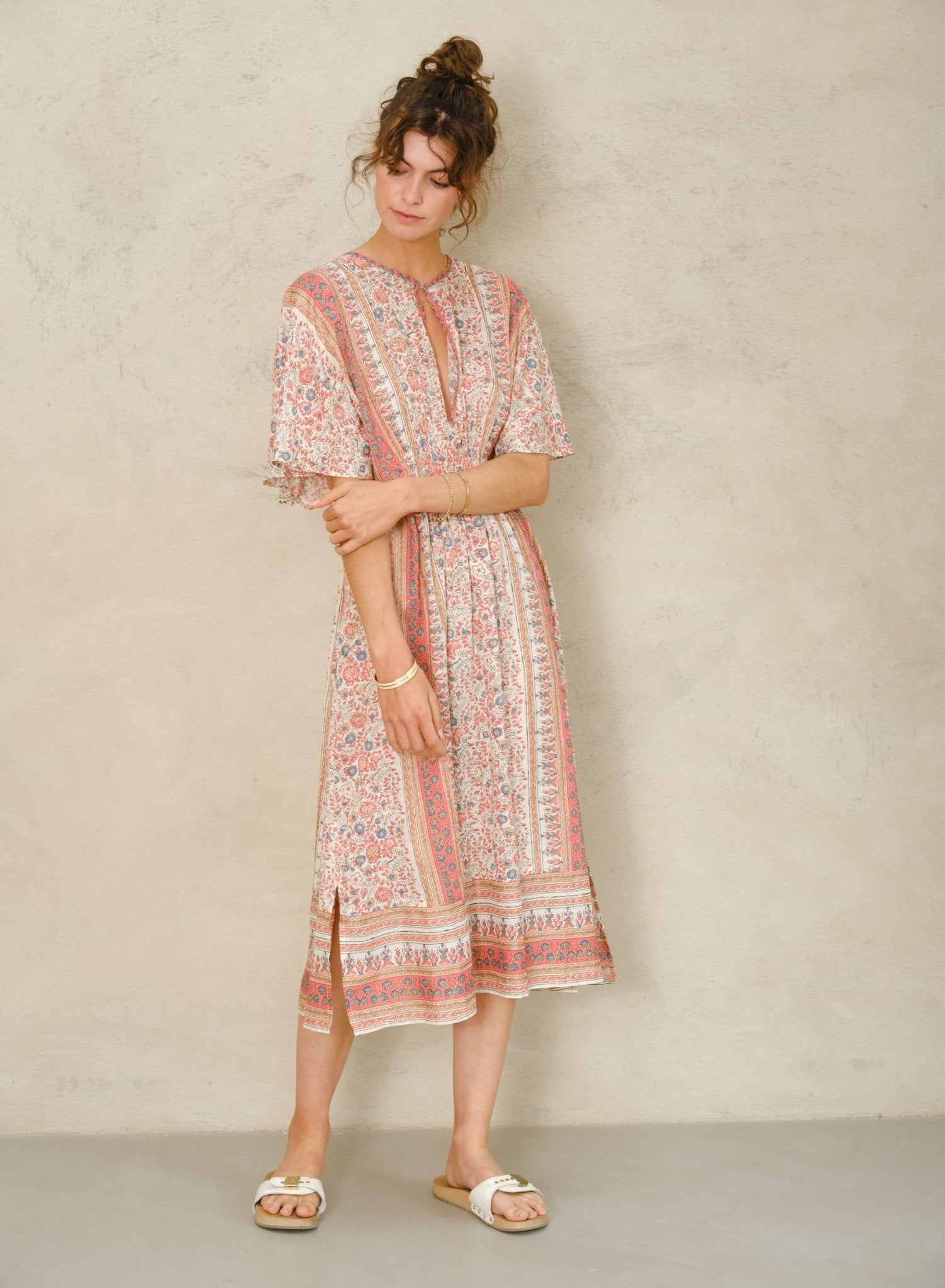 M.A.B.E. Cass Midi Dress Coral - Den Lille Ida - M.A.B.E