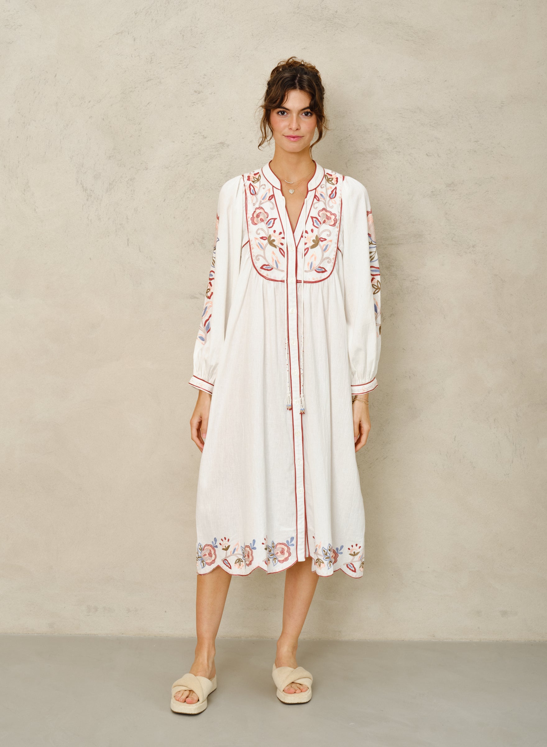 M.A.B.E. Lucia Emb Tunic Ivory/Rust - Den Lille Ida