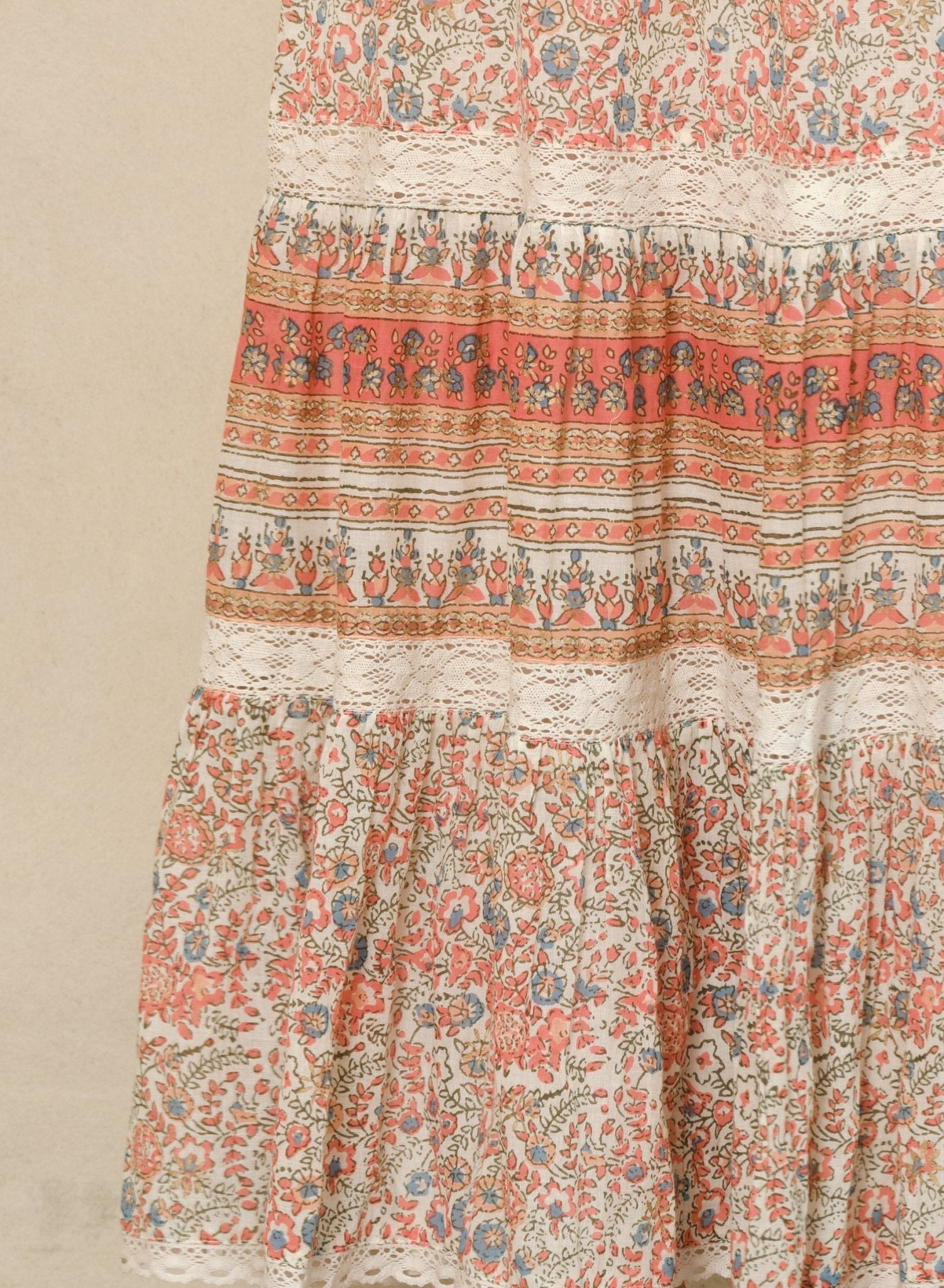 M.A.B.E. Cass Print Maxi Skirt Coral - Den Lille Ida - M.A.B.E