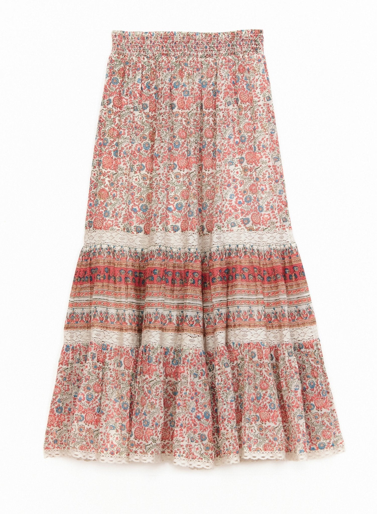 M.A.B.E. Cass Print Maxi Skirt Coral - Den Lille Ida - M.A.B.E