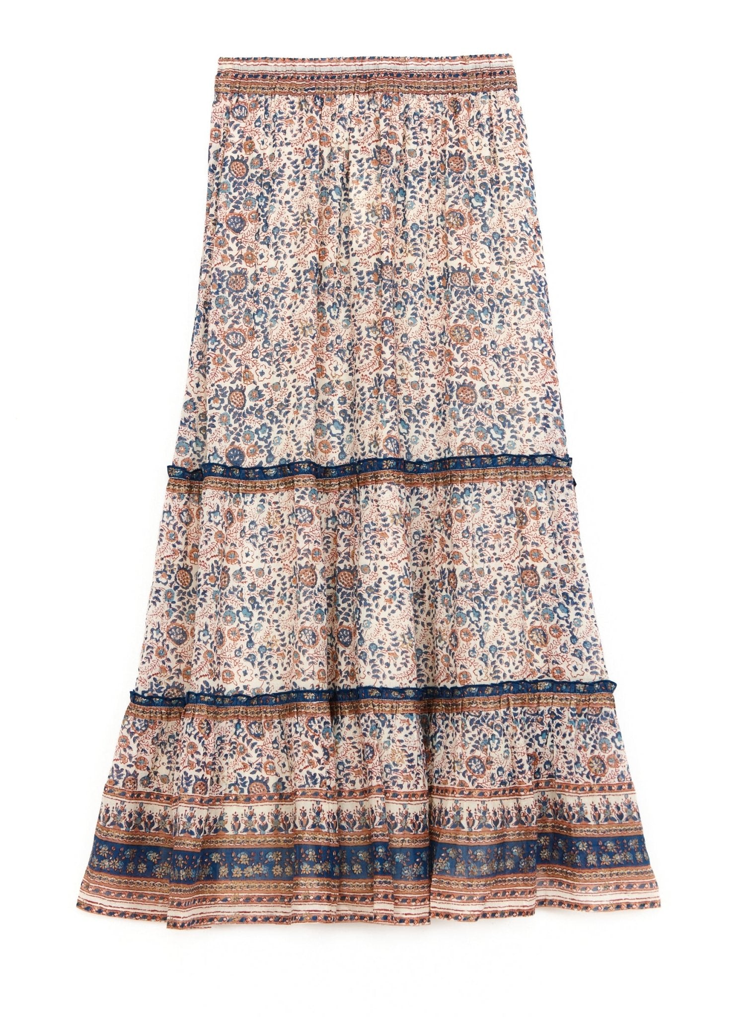 M.A.B.E. Cass Print Maxi Skirt Navy - Den Lille Ida - M.A.B.E