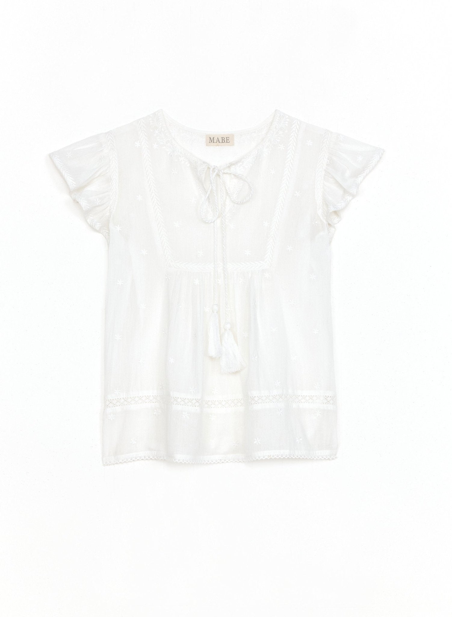 M.A.B.E. Navi Emb Top White - Den Lille Ida - M.A.B.E