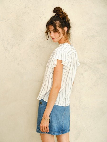 M.A.B.E. Alma S/S Top Ecru Stripe - Den Lille Ida - M.A.B.E