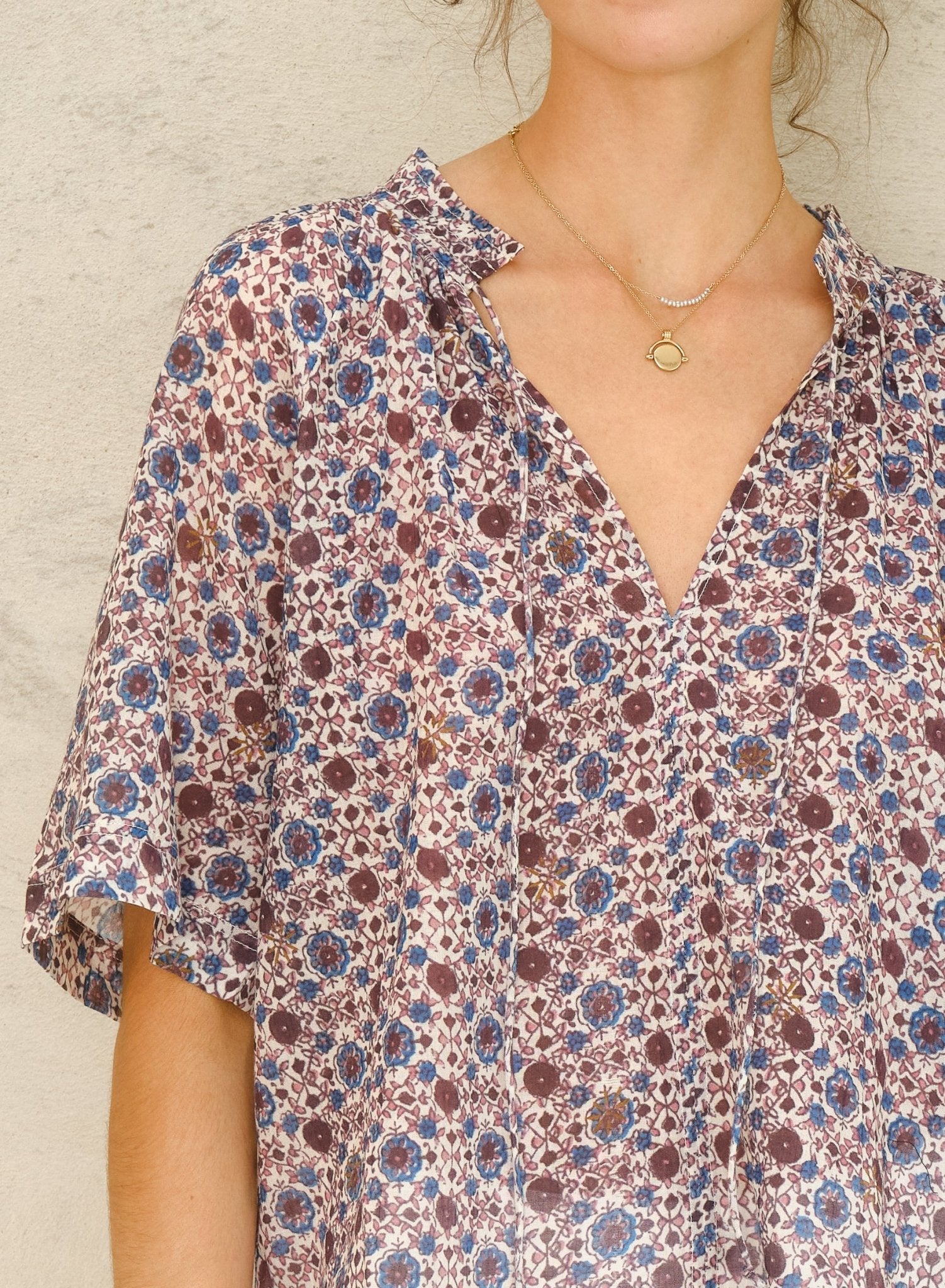 M.A.B.E. Lexi Print Gathered Top Multi - Den Lille Ida - M.A.B.E