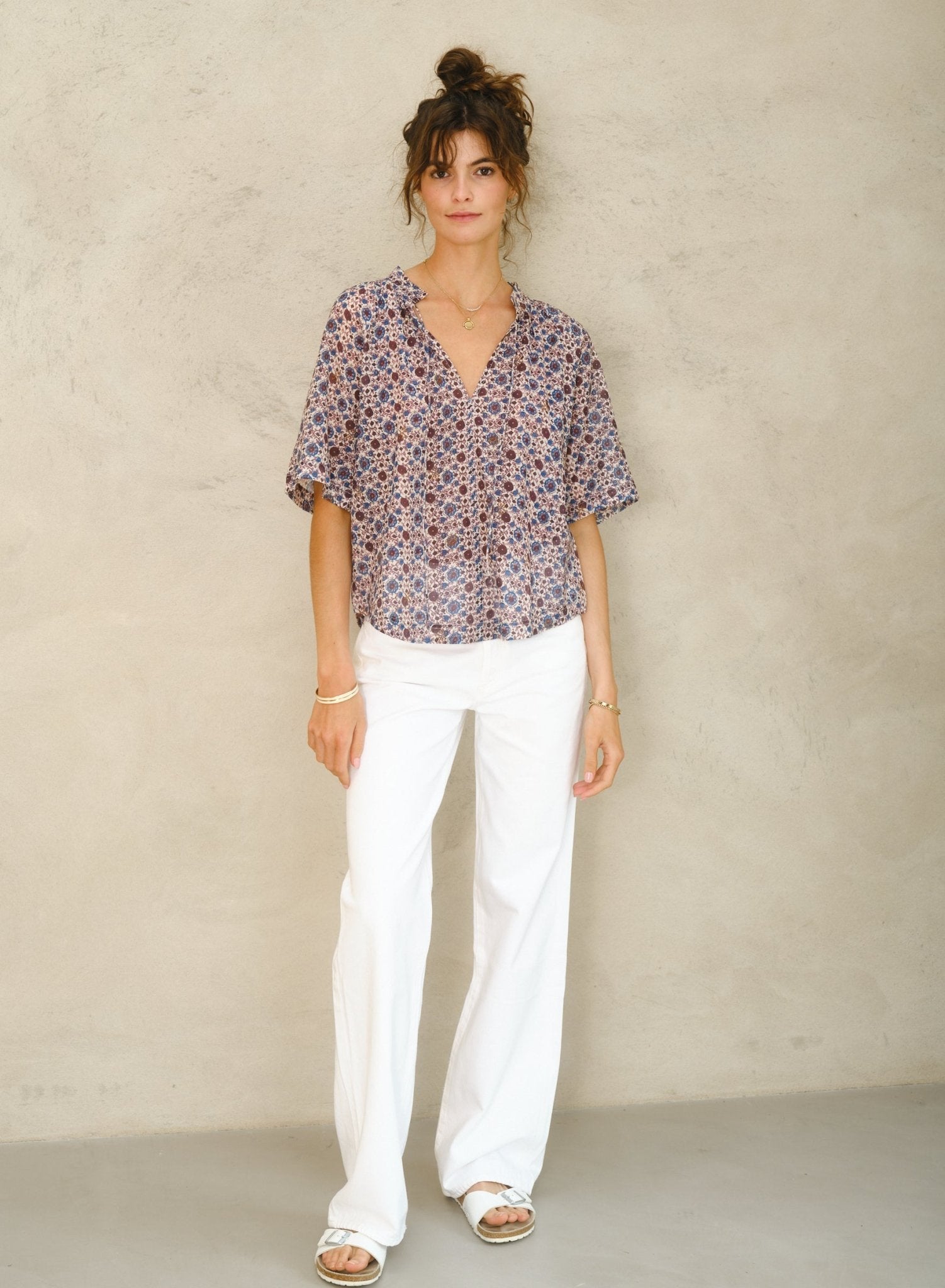 M.A.B.E. Lexi Print Gathered Top Multi - Den Lille Ida - M.A.B.E