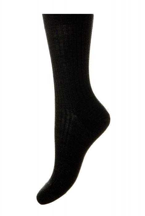 Pantherella Rose Rib Sock Merino Wool Black - Den Lille Ida - Pantherella