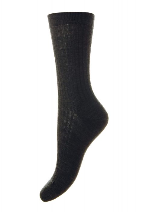 Pantherella Rose Rib Sock Merino Wool Chacoal - Den Lille Ida - Pantherella