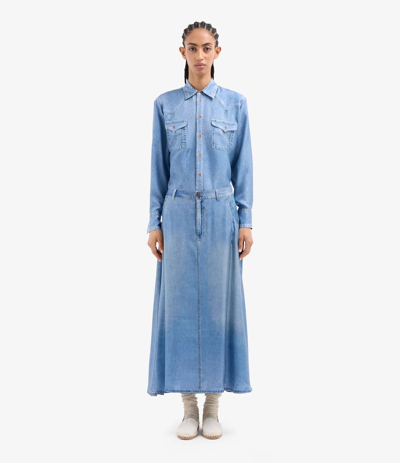 Pierre - Louis Mascia A - Line Skirt Silk Faux Denim - Den Lille Ida - Pierre - Louis Mascia