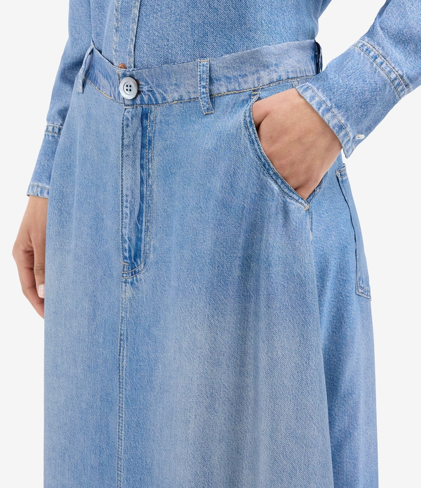 Pierre - Louis Mascia A - Line Skirt Silk Faux Denim - Den Lille Ida - Pierre - Louis Mascia