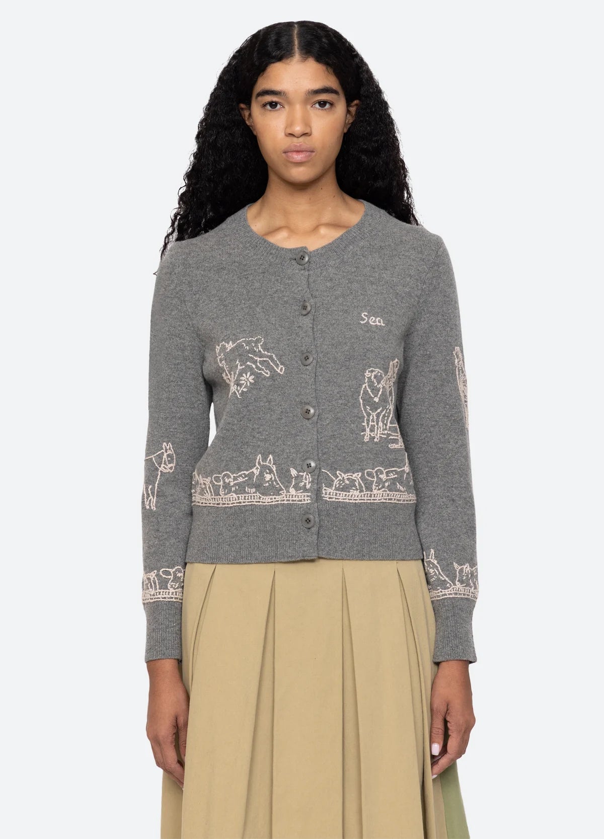 Sea New York Edin Farm Embroidery Cardigan Grey - Den Lille Ida - Sea New York