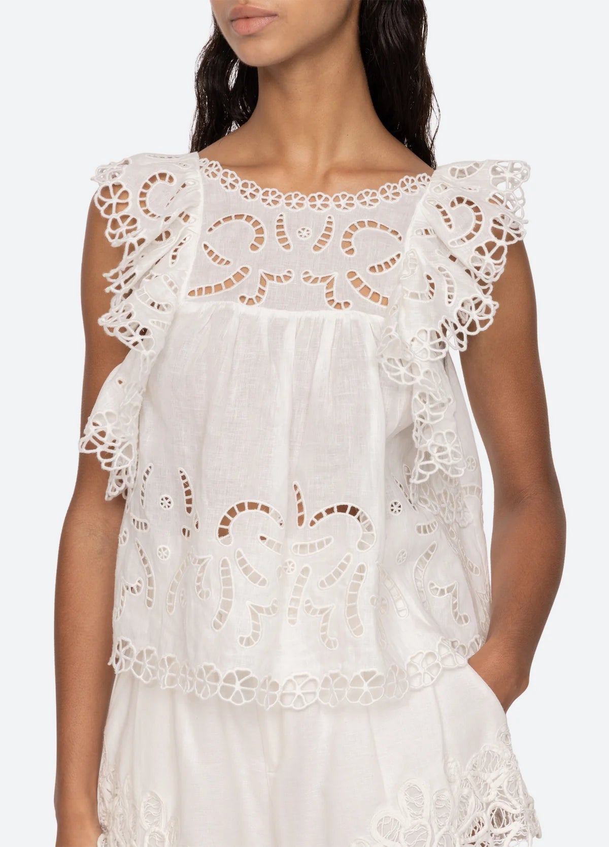 Sea New York Marja Embroidery Flutter Tank Pearl - Den Lille Ida - Sea New York