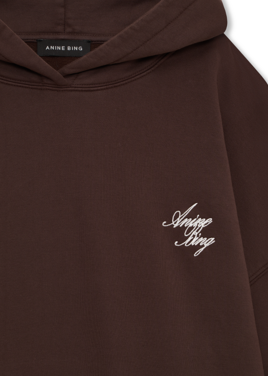 Anine Bing Harvey Sweatshirt Monogram Chocolate Brown