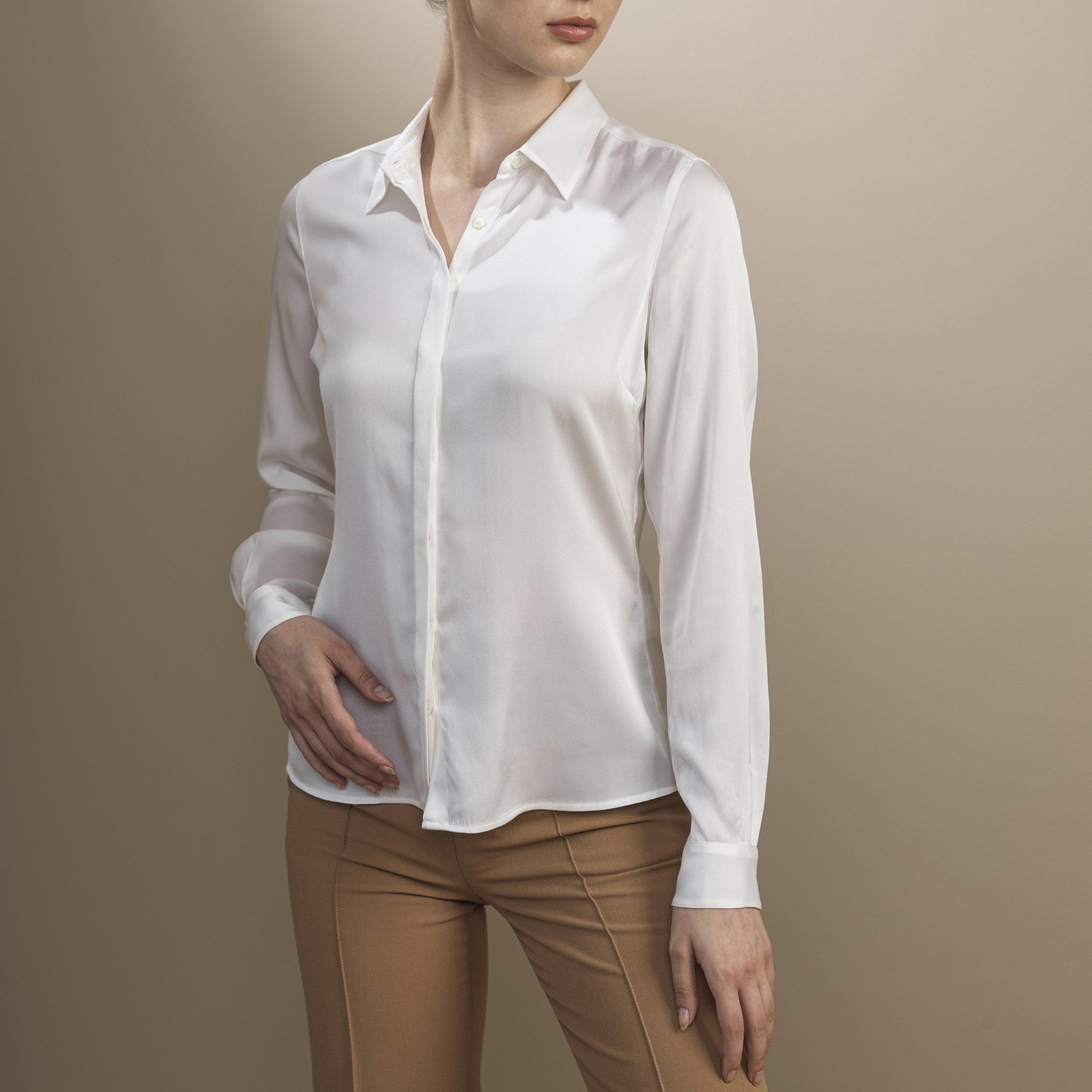 Stenströms Susan Silk Stretch Shirt Off-White - Den Lille Ida - Stenströms