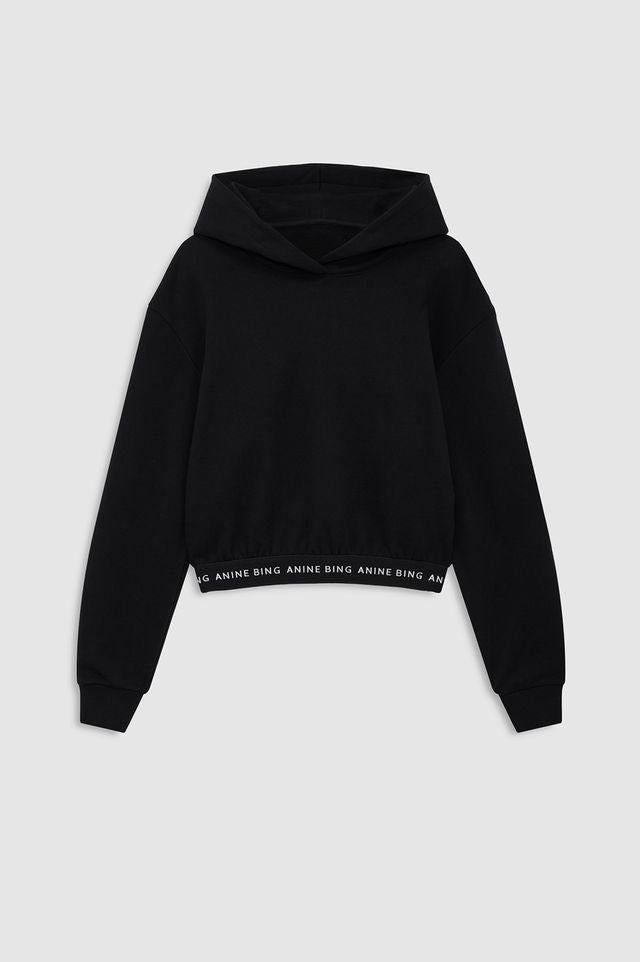 Anine Bing Dany Cropped Hoodie Black