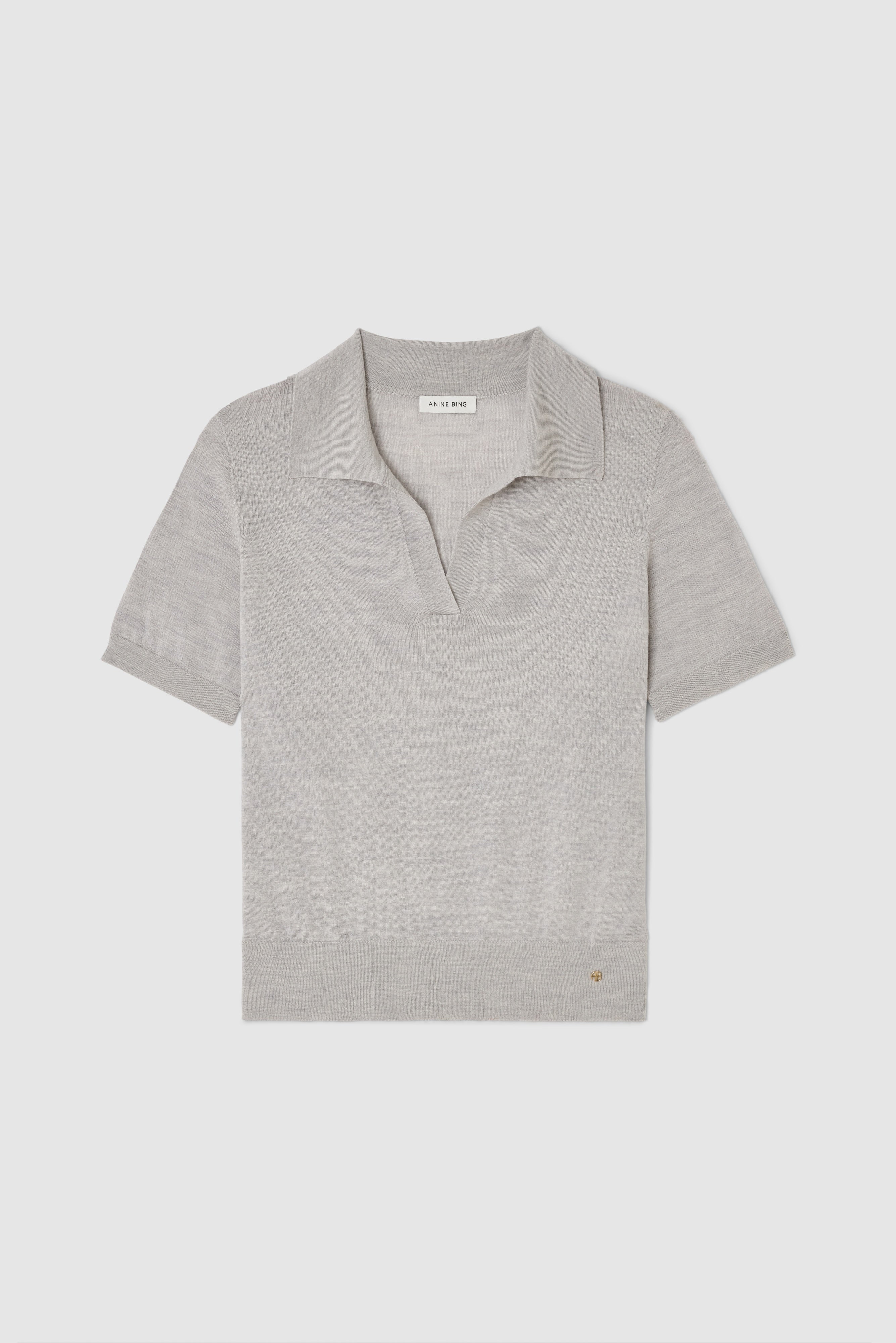 Anine Bing Moni Polo Sweater Light Heather Grey