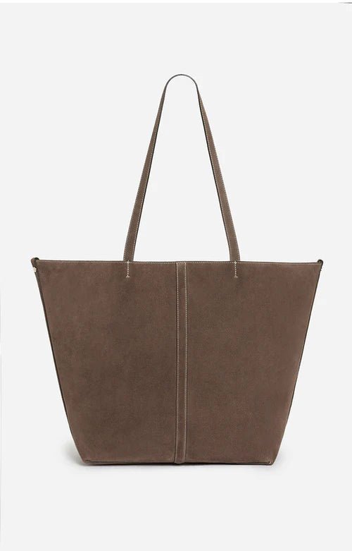 Vanessa Bruno Large Daily Velvet Leather Tote Bag Taupe - Den Lille Ida - Vanessa Bruno