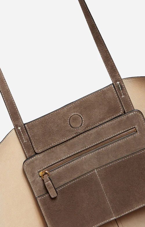 Vanessa Bruno Large Daily Velvet Leather Tote Bag Taupe - Den Lille Ida - Vanessa Bruno