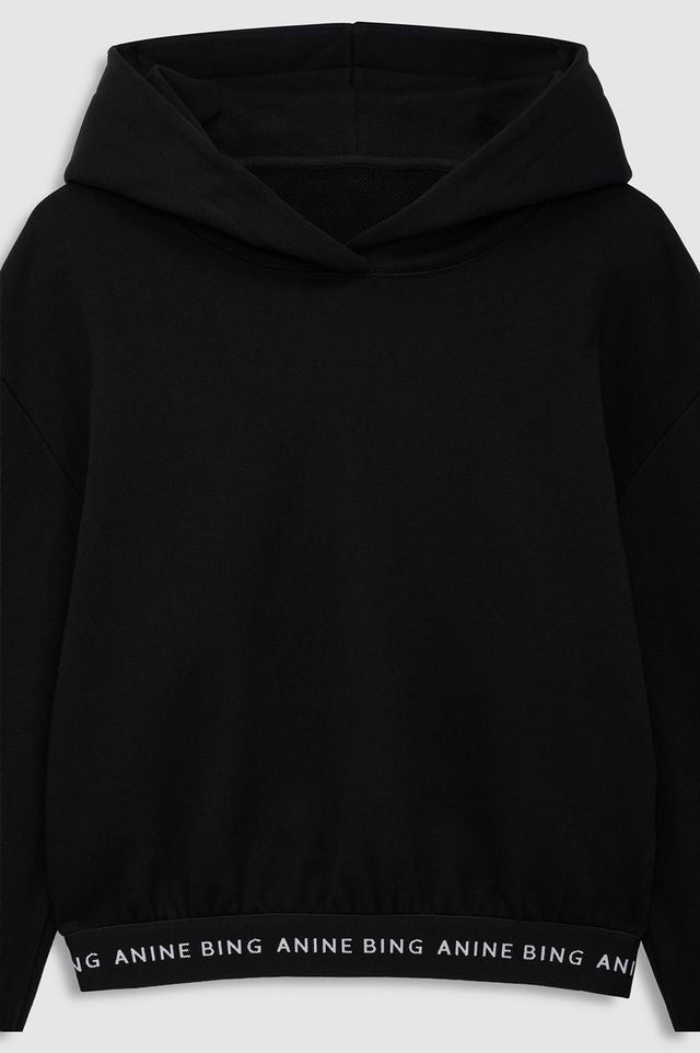 Anine Bing Dany Cropped Hoodie Black
