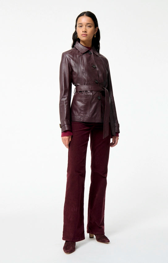Vanessa Bruno Francisco Leather Jacket Burgundy