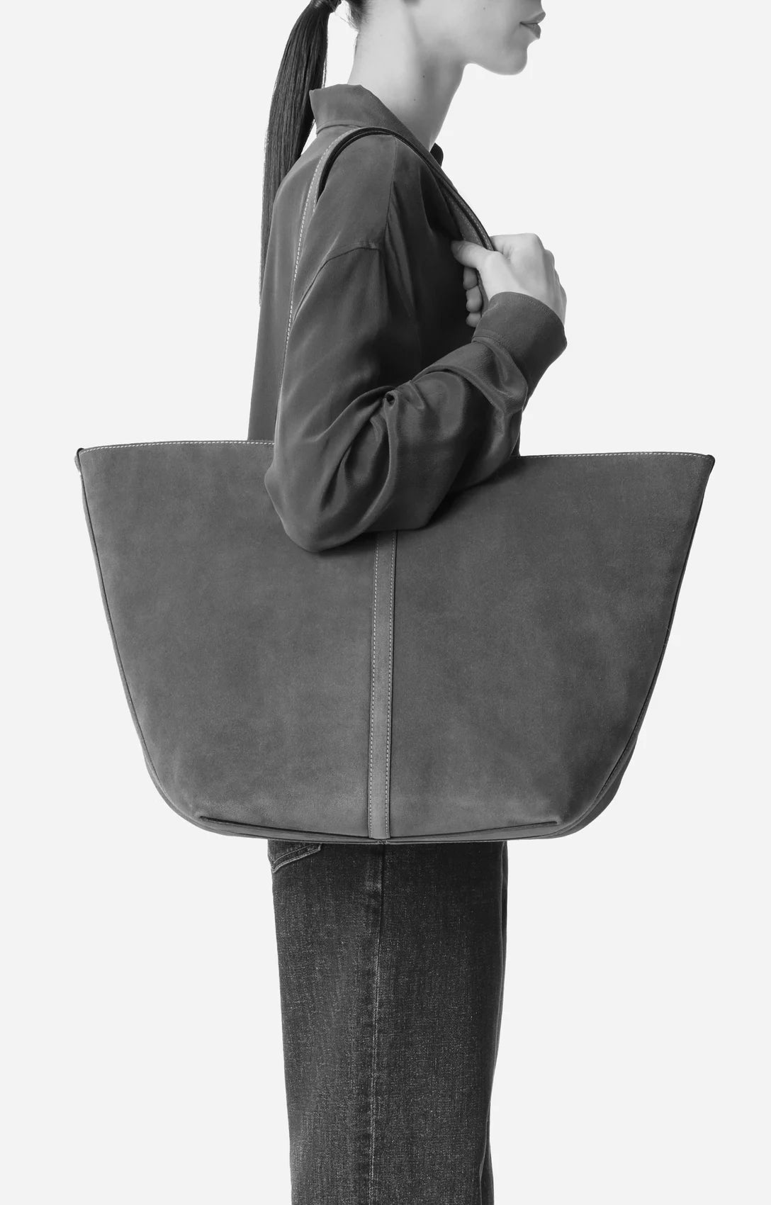 Vanessa Bruno Large Cabas Daily Tote Pewter