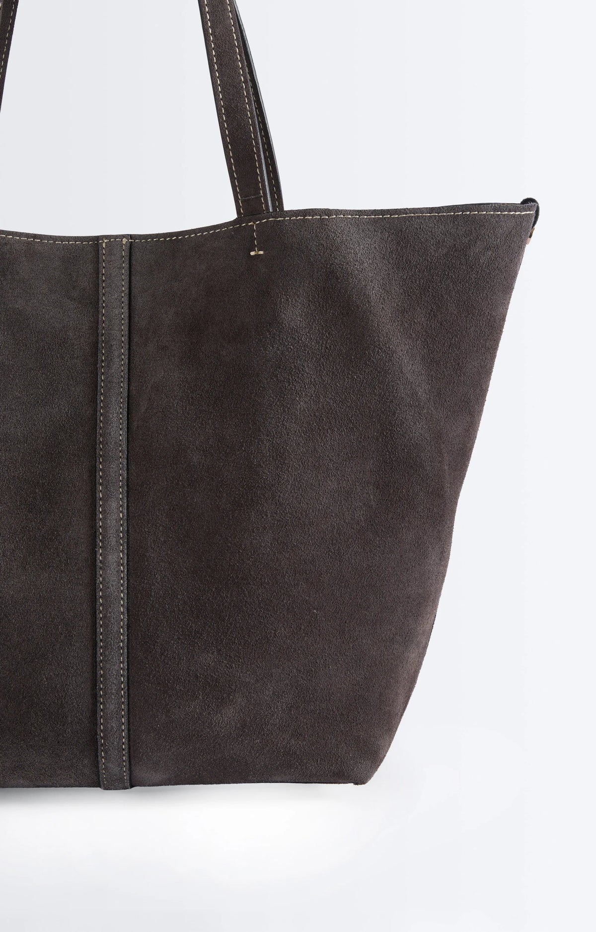 Vanessa Bruno Small Cabas Leather Daily Tote Pewter