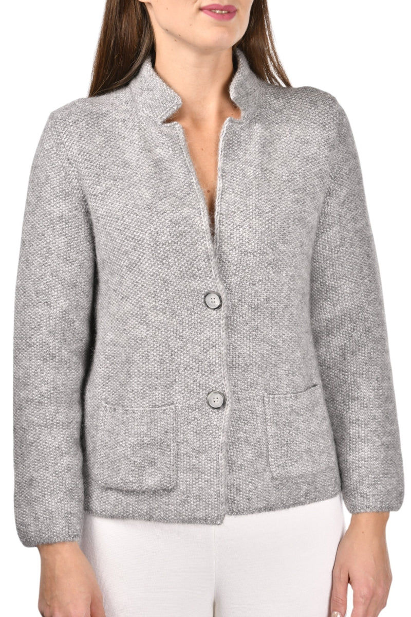 Gran Sasso Rice Stitch Knit Jacket Grey