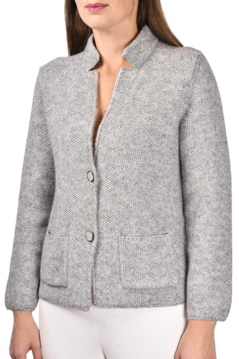 Gran Sasso Rice Stitch Knit Jacket Grey