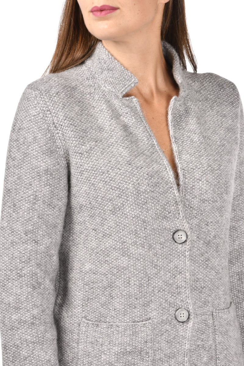 Gran Sasso Rice Stitch Knit Jacket Grey