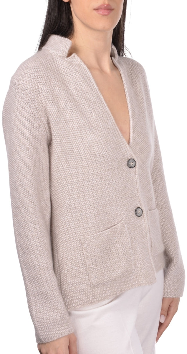 Gran Sasso Rice Stitch Knit Jacket Chalk