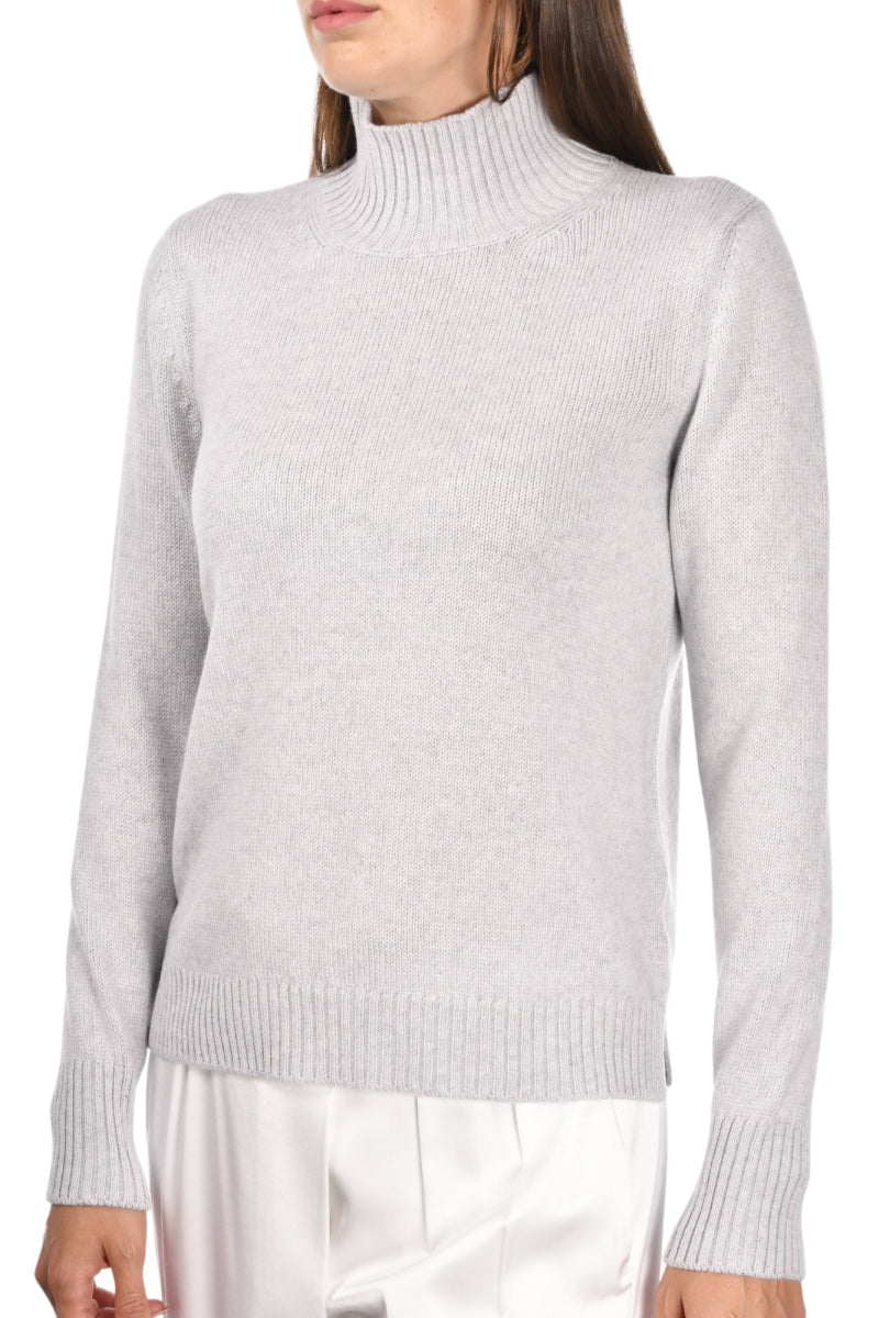 Gran Sasso Cashmere Mock Neck Light Grey
