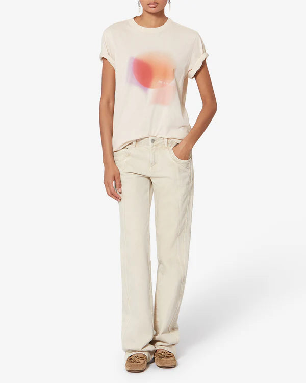Isabel Marant Zewel Tee Shirt Ecru Orange