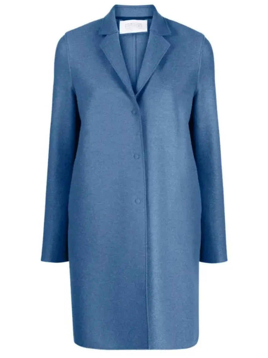 Harris Wharf Cocoon Coat Light Pressed Wool Aviation Blue