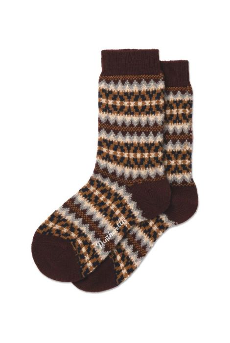 Pantherella Fairisle Cashmere Socks Maroon