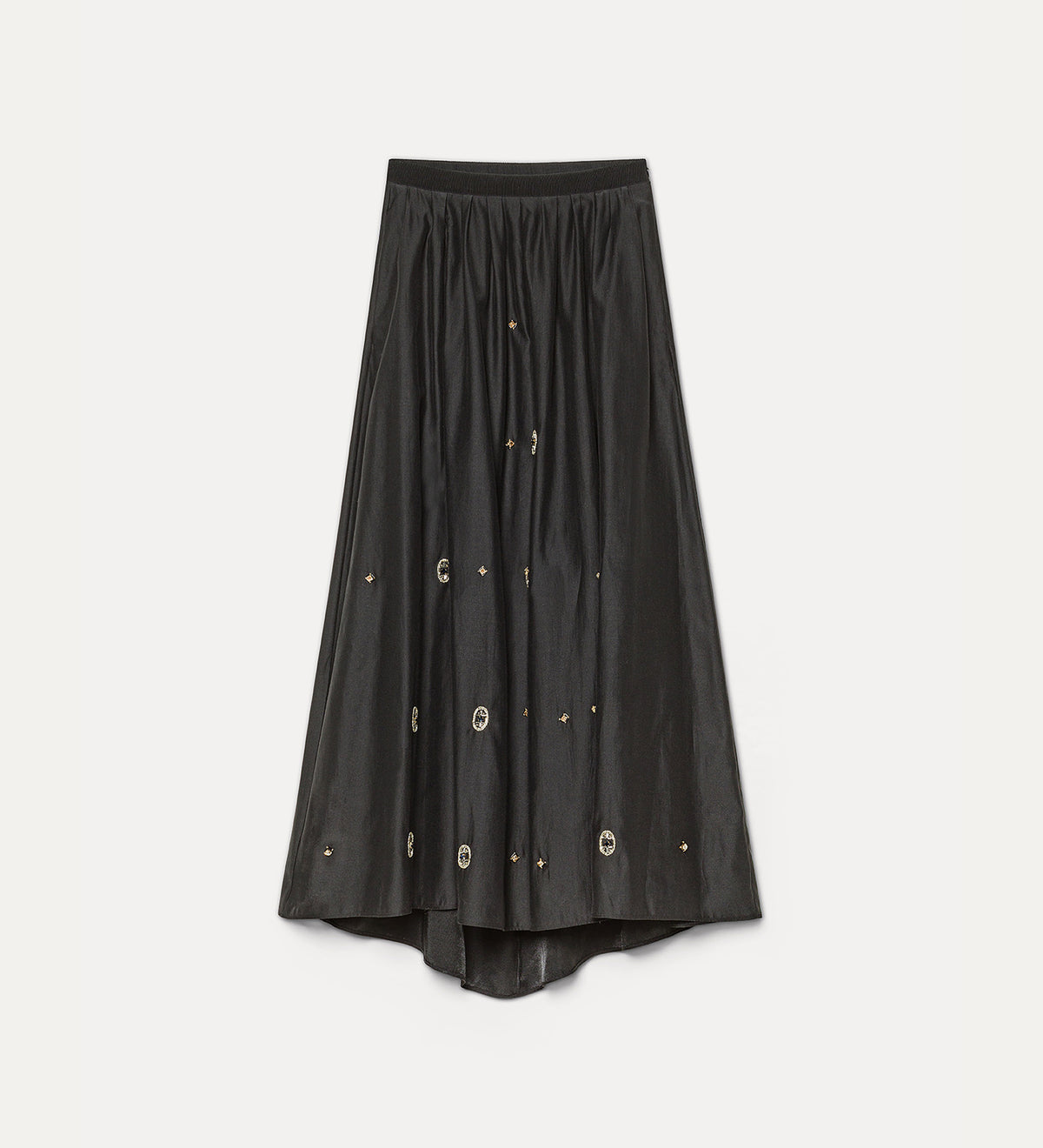 forte_forte full twill skirt with “le club” embroidery nero