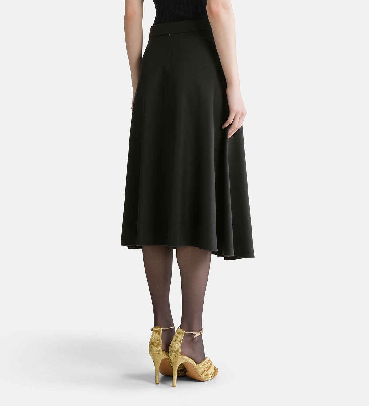 forte forte grain de poudre flared skirt nero