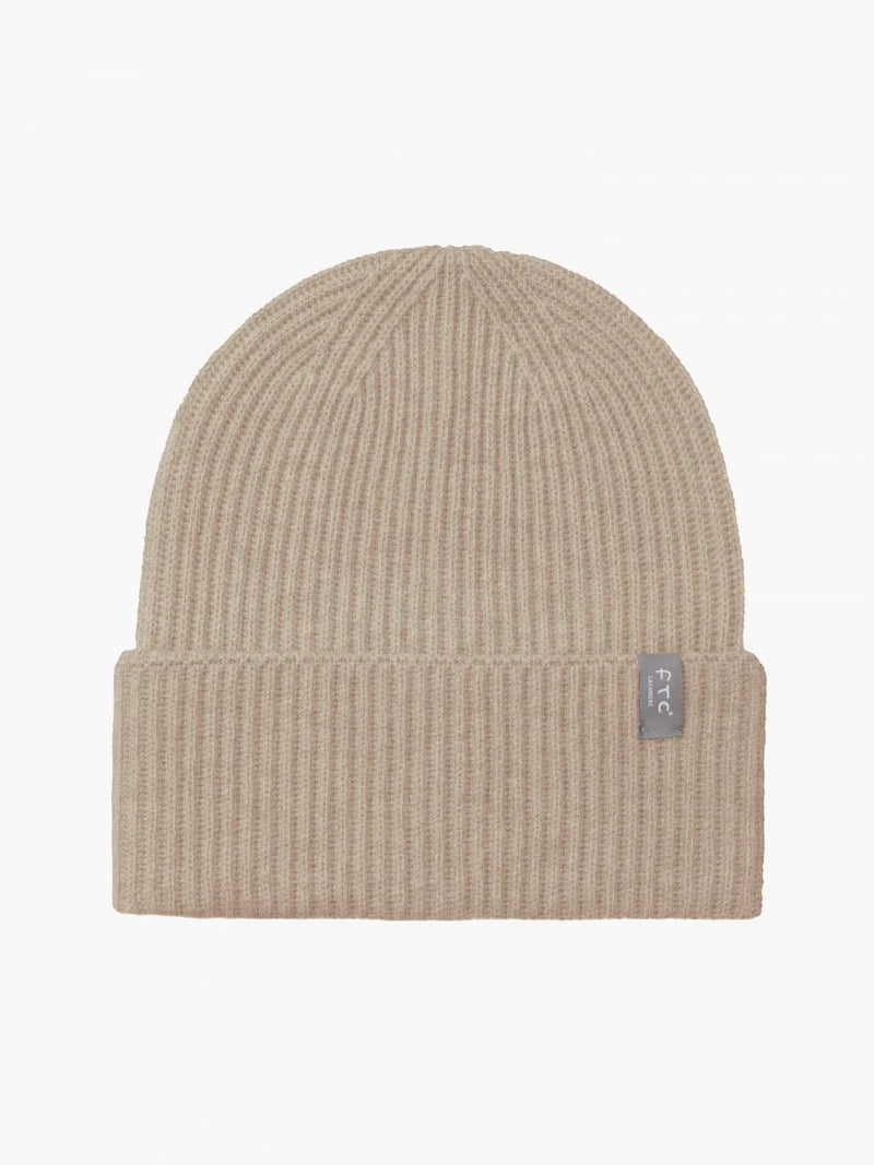 FTC Beanie With Wide Rib Knit Turn-Up Natural Sand